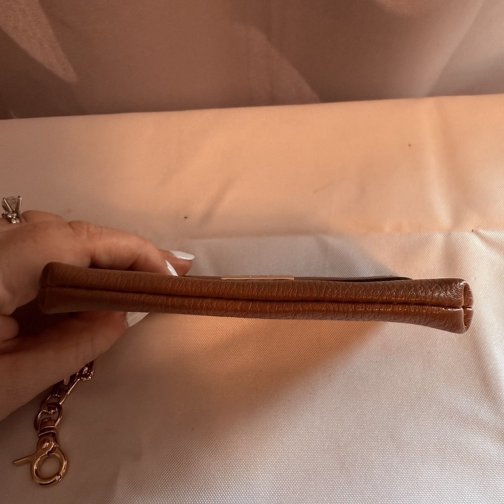 Dune London Brown Leather Card Holder Coin Purse Wallet Keychain Key Ring - Picture 2 of 8